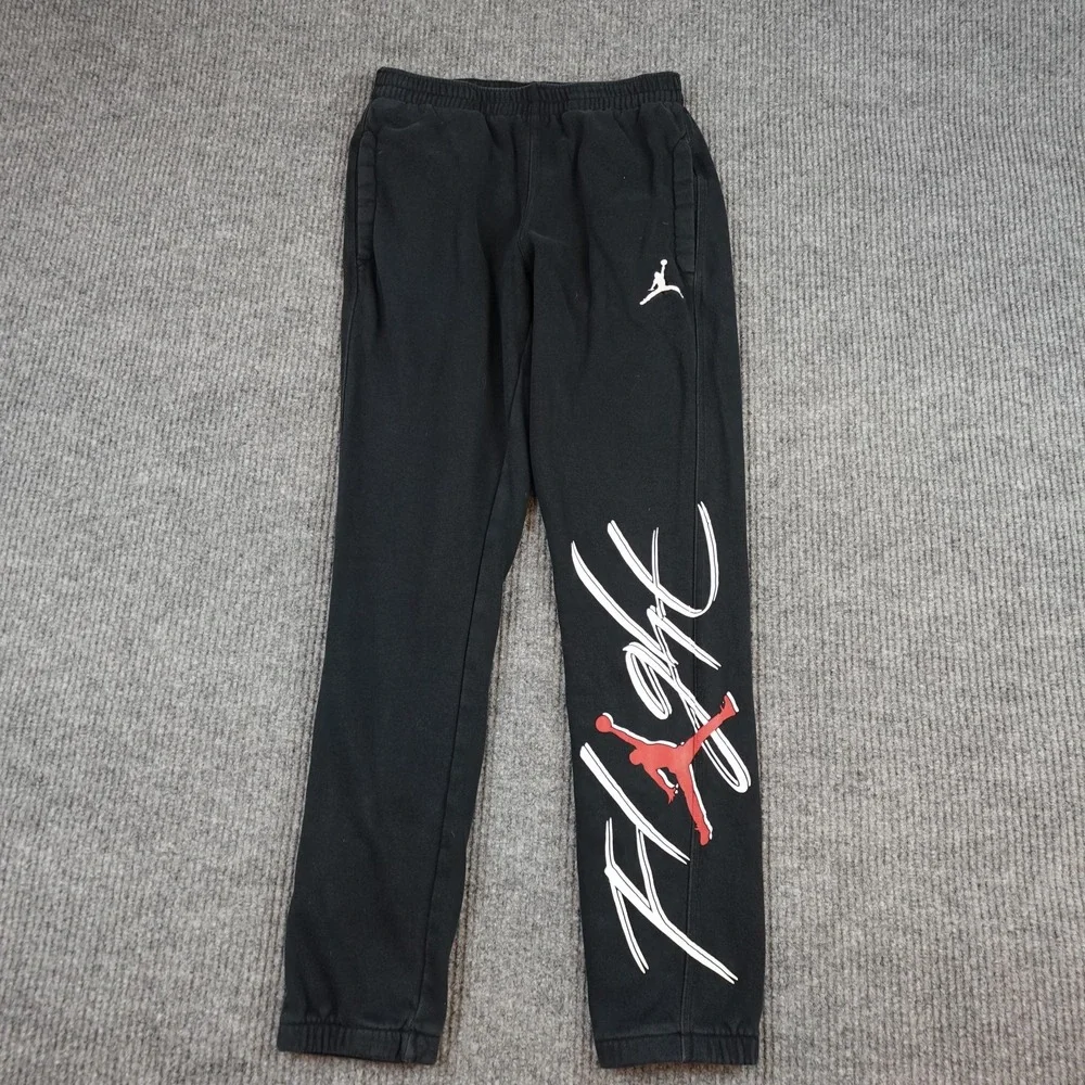 Jordan Flight Fleece Sweatpants Mens Small Black Jogger Air Script Jumpman